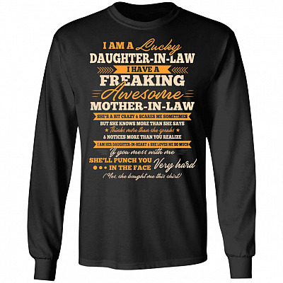 I Am A Lucky Daughter In Law, Black, Long Sleeve