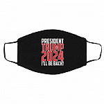 President Trump 2024 I'll Be Back Face Mask, Black, Cloth Face Cover – Medium/Large