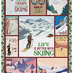 5KT. Snow Skiing Christmas (10), White, VPS Cozy Plush Fleece Blanket - 30x40