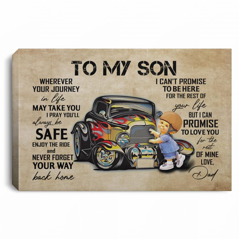 Dad To My Son Wherever Your Journey Canvas, White, 0.75'' Framed Canvas