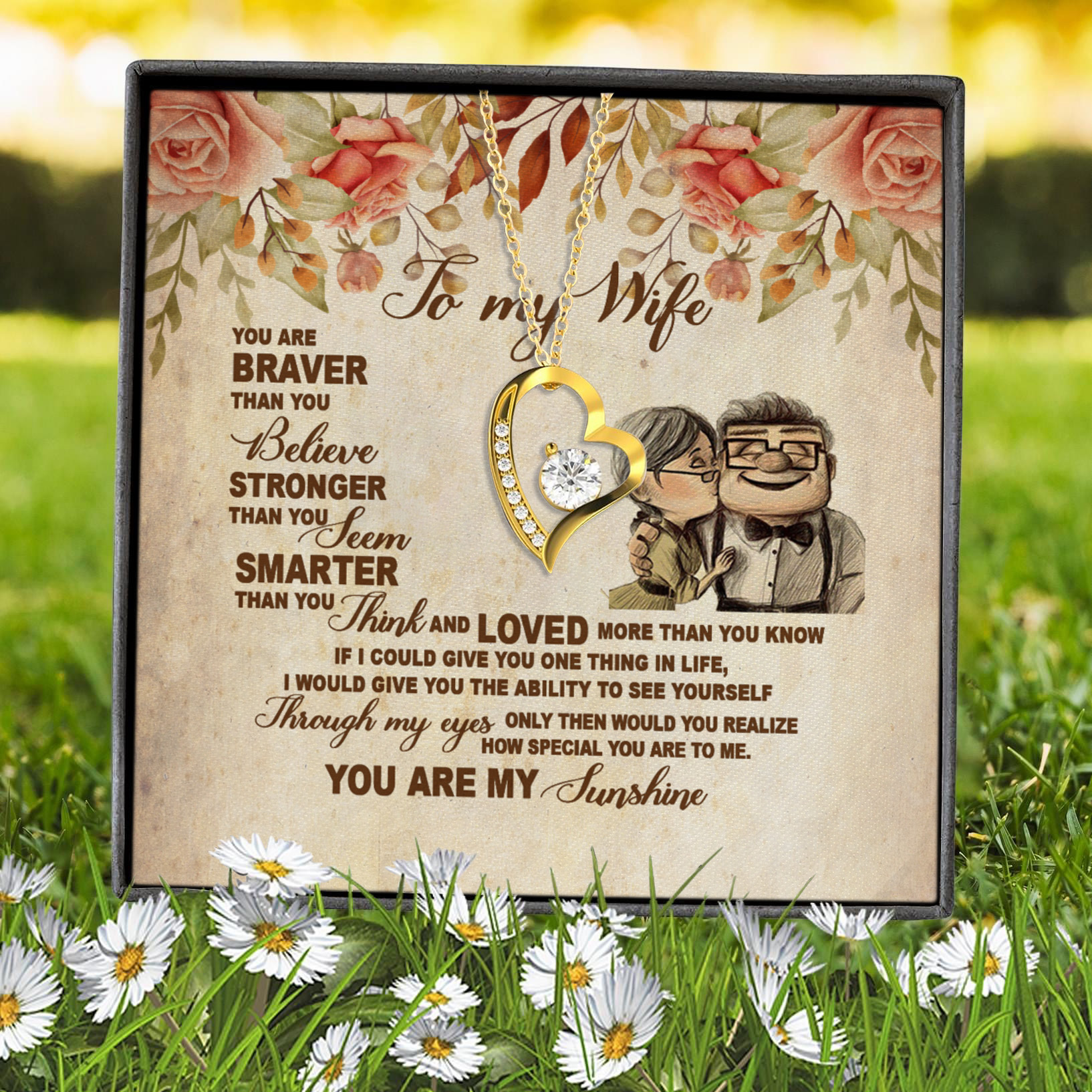 10VT. To My Wife You Are Braver Forever Love Necklace (Gold) 7