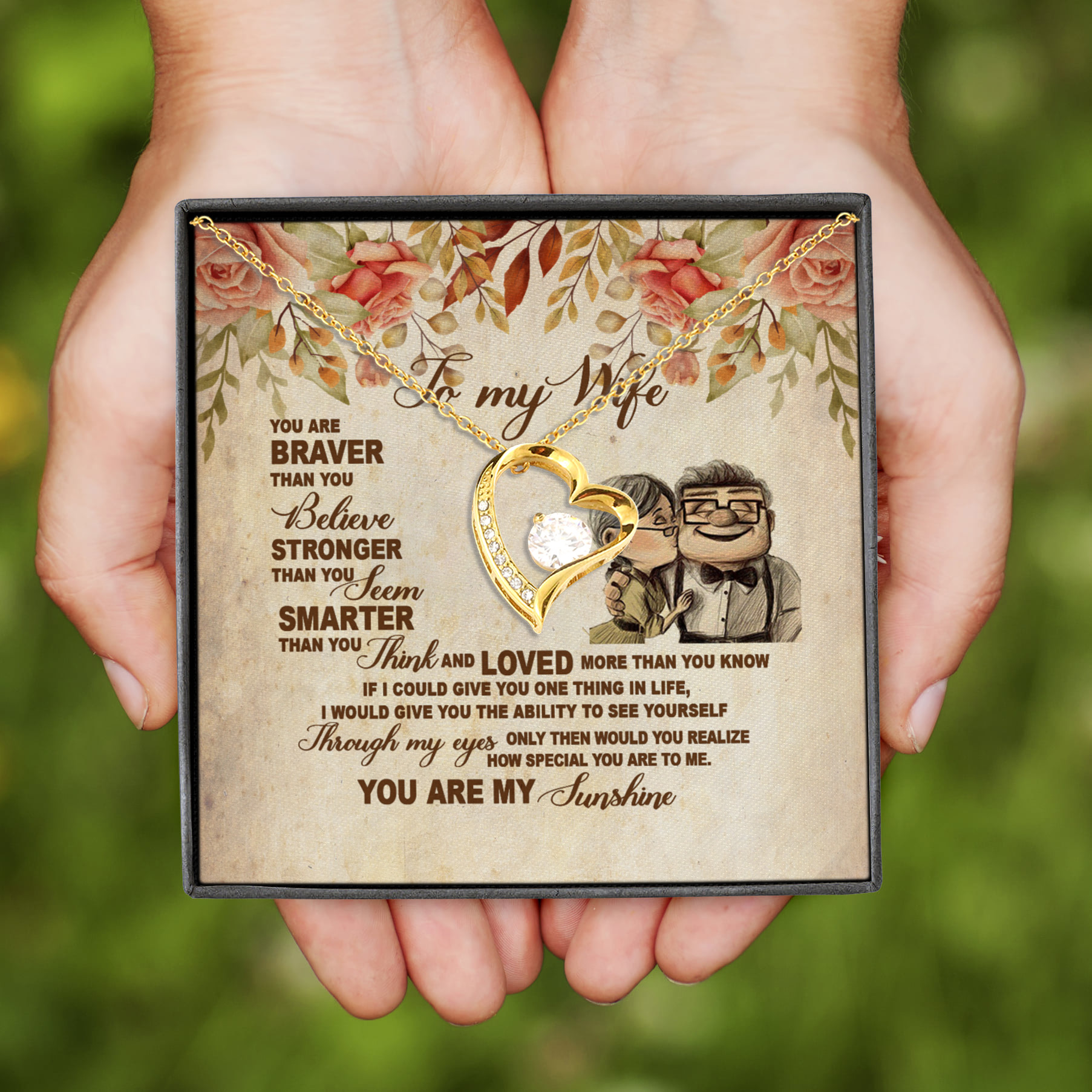 10VT. To My Wife You Are Braver Forever Love Necklace (Gold)