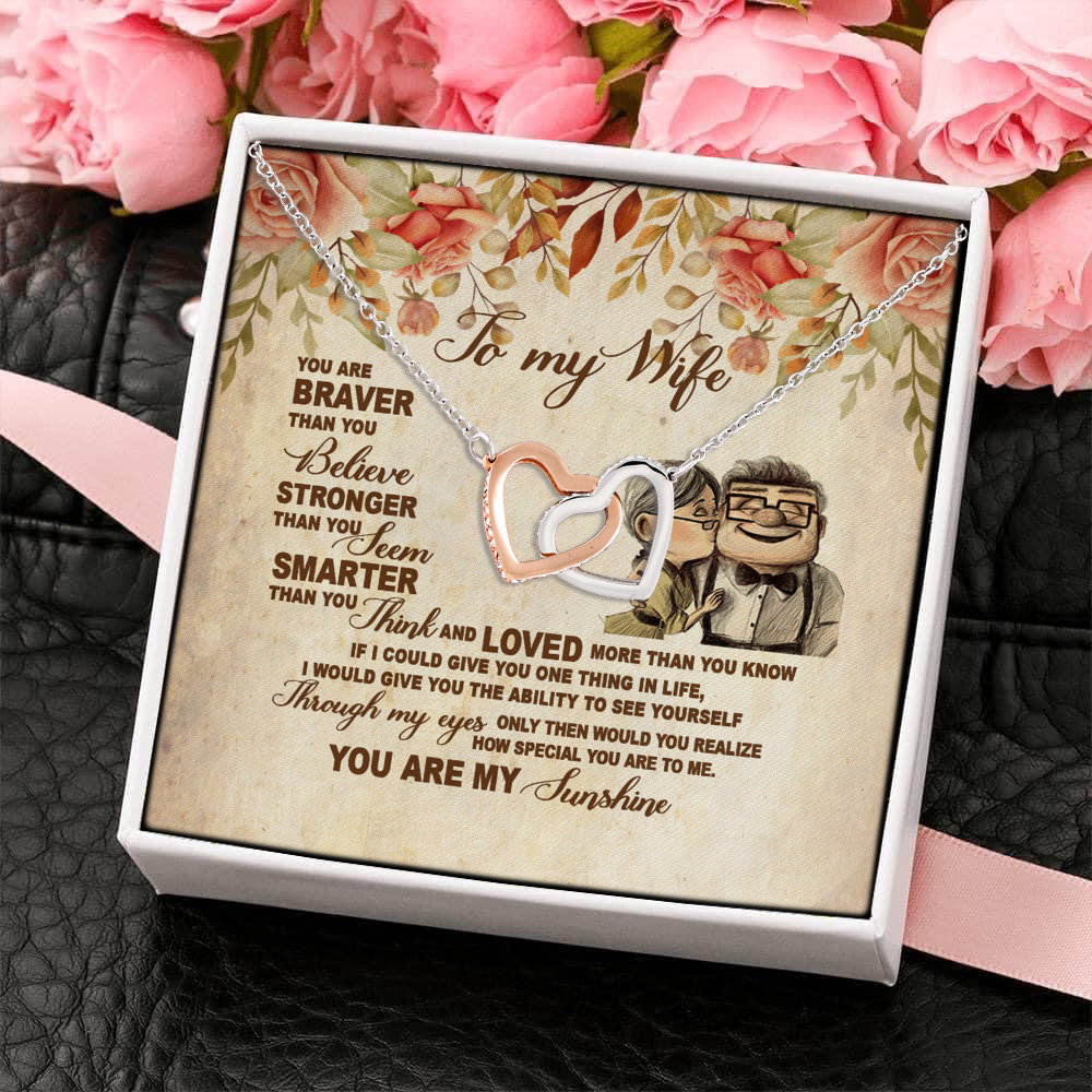 10VT. To My Wife You Are Braver Interlocking Hearts Necklace 4