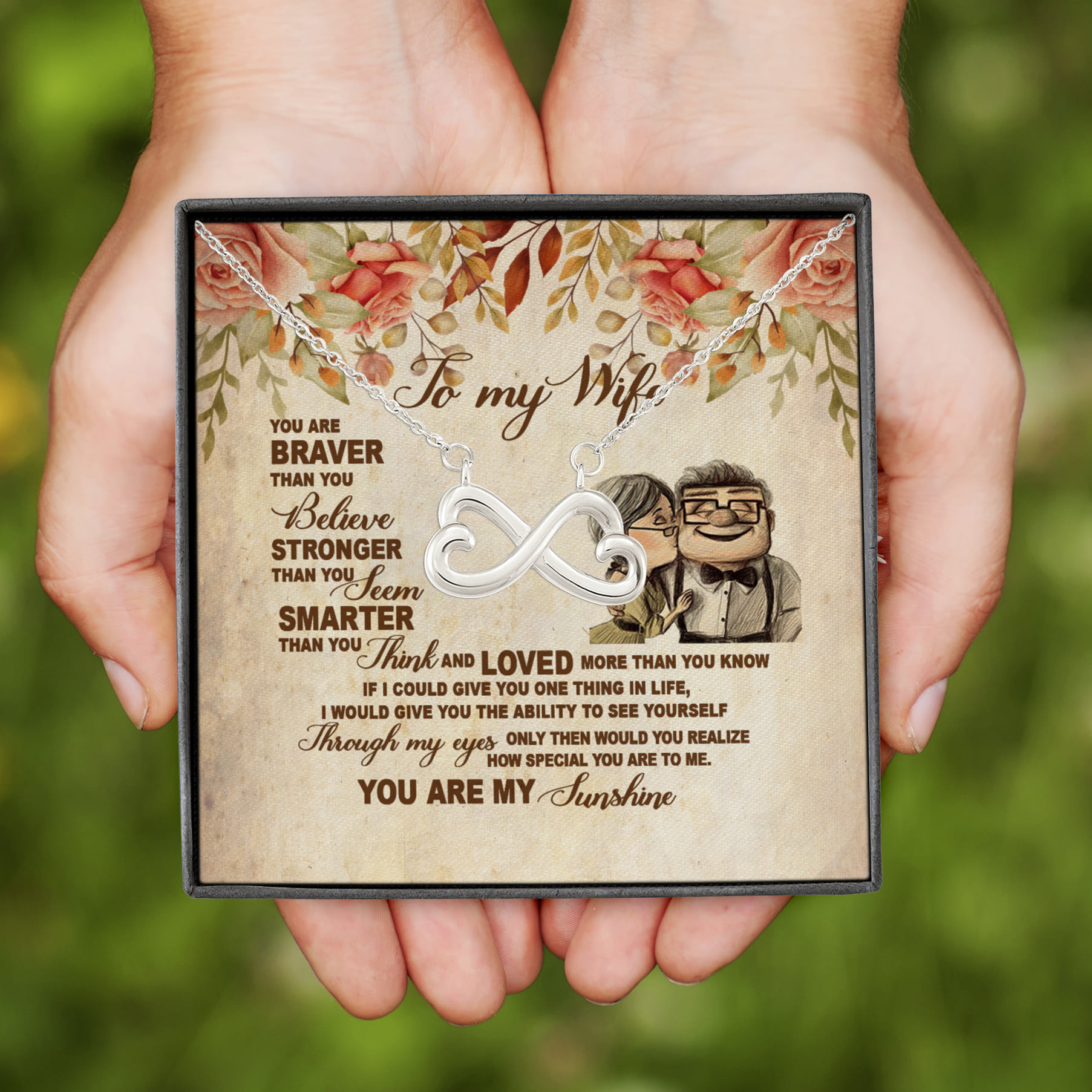 10VT. To My Wife You Are Braver Infinity Heart Necklace (Silver)