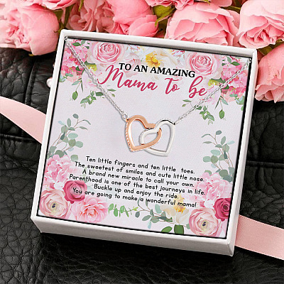 To My Amazing Mama To Be You Are Going To Make A Wonderful Mama Interlocking Hearts Pendant Necklace