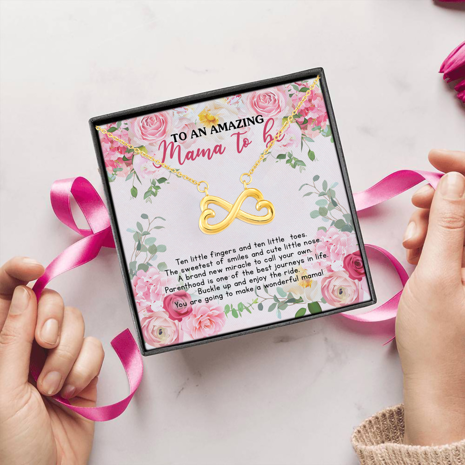 11Th. Mama To Be Infinity Heart Necklace (Gold) 5