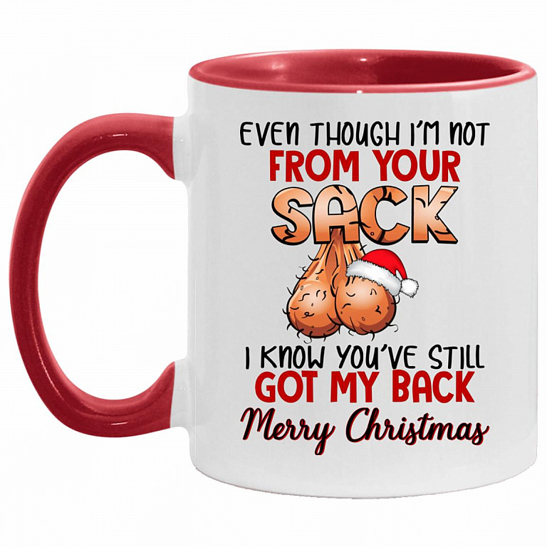 7VT. UU TIEN Not From Your Sack Christmas Dad, White/Red, 11 oz. Accent Mug