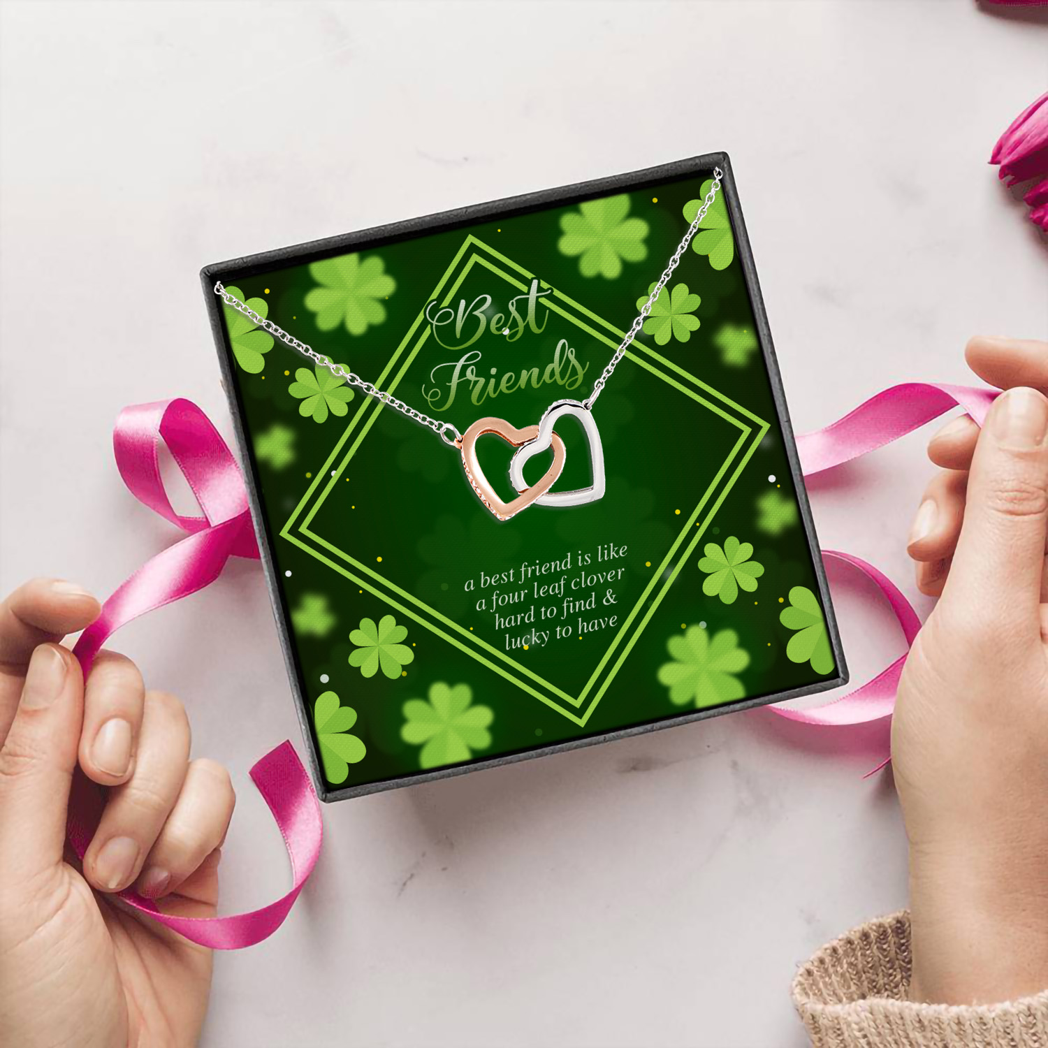 10P. Four leaf bestie (4) Interlocking Hearts Necklace 5