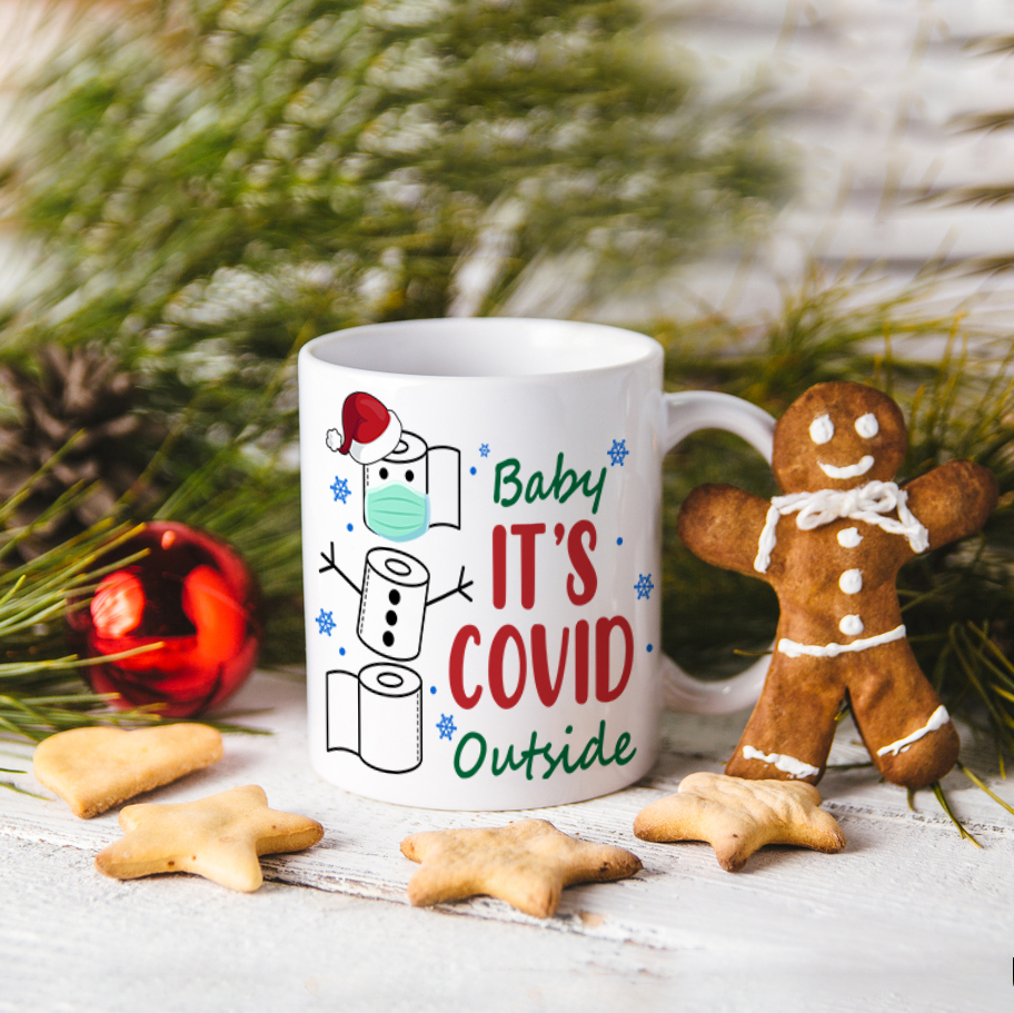 2KT. Snowman Baby It's Covid Outside MUG mockup