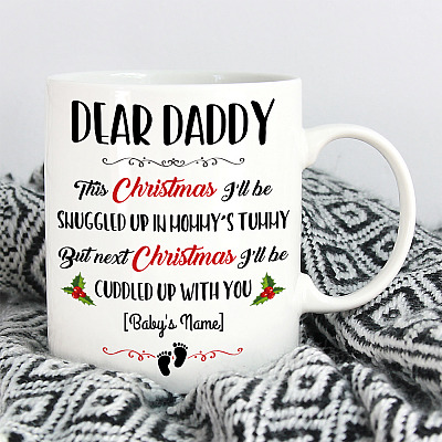 Alternative view of Personalized Dear Daddy This Christmas I'll Be Snuggled Up In Mommy's Tummy Ceramic Coffee Mug - Beer Stein