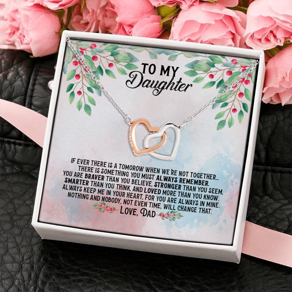 8VT. Dad To My Daughter If Ever There Is Tomorrow Interlocking Hearts Necklace 4