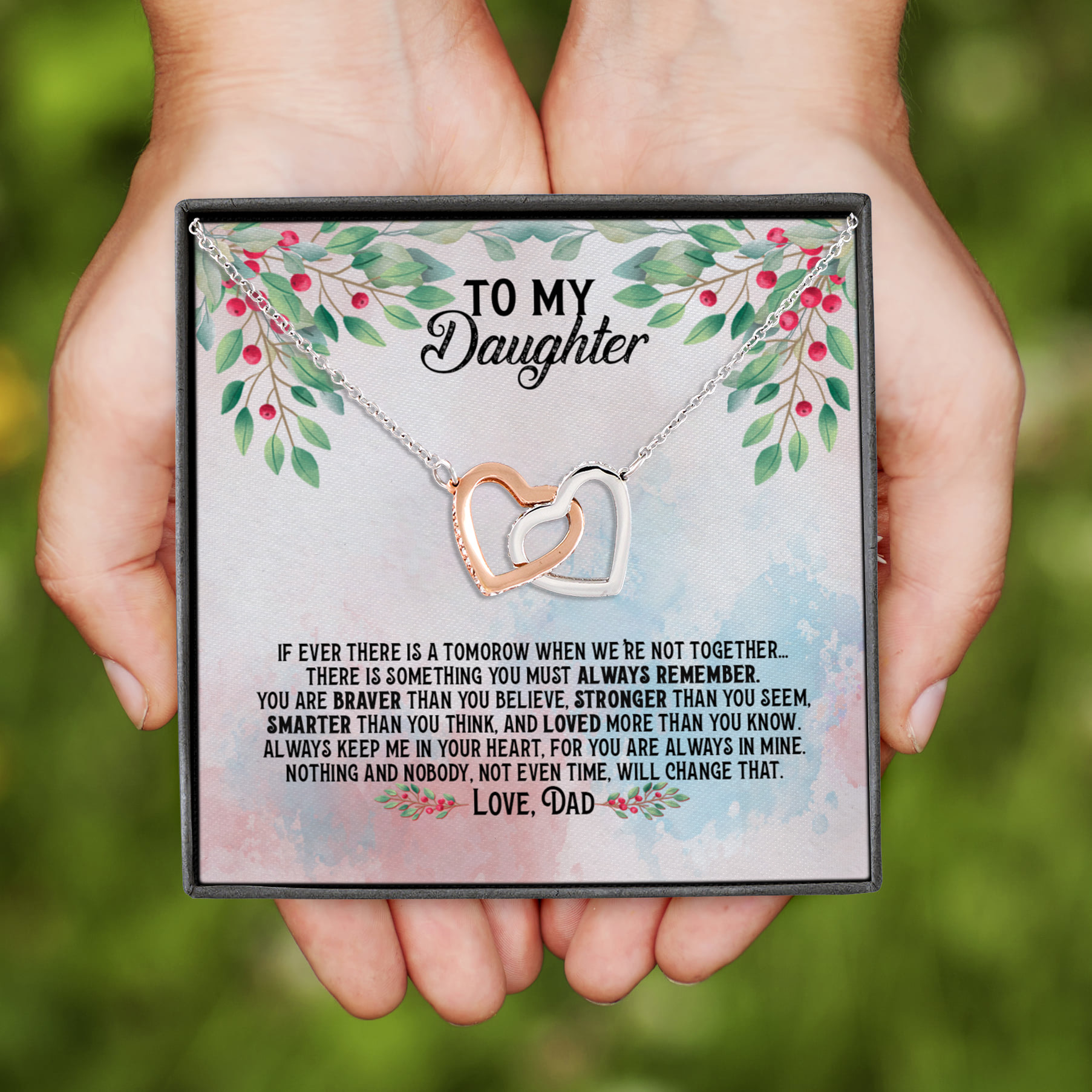 8VT. Dad To My Daughter If Ever There Is Tomorrow Interlocking Hearts Necklace