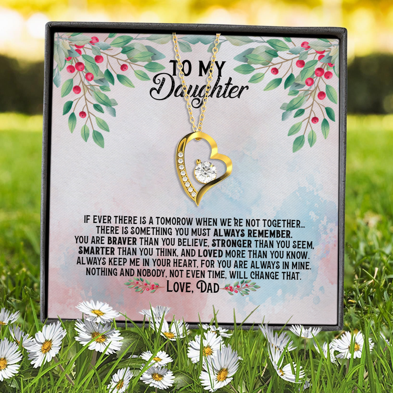 8VT. Dad To My Daughter If Ever There Is Tomorrow Forever Love Necklace (Gold) 7