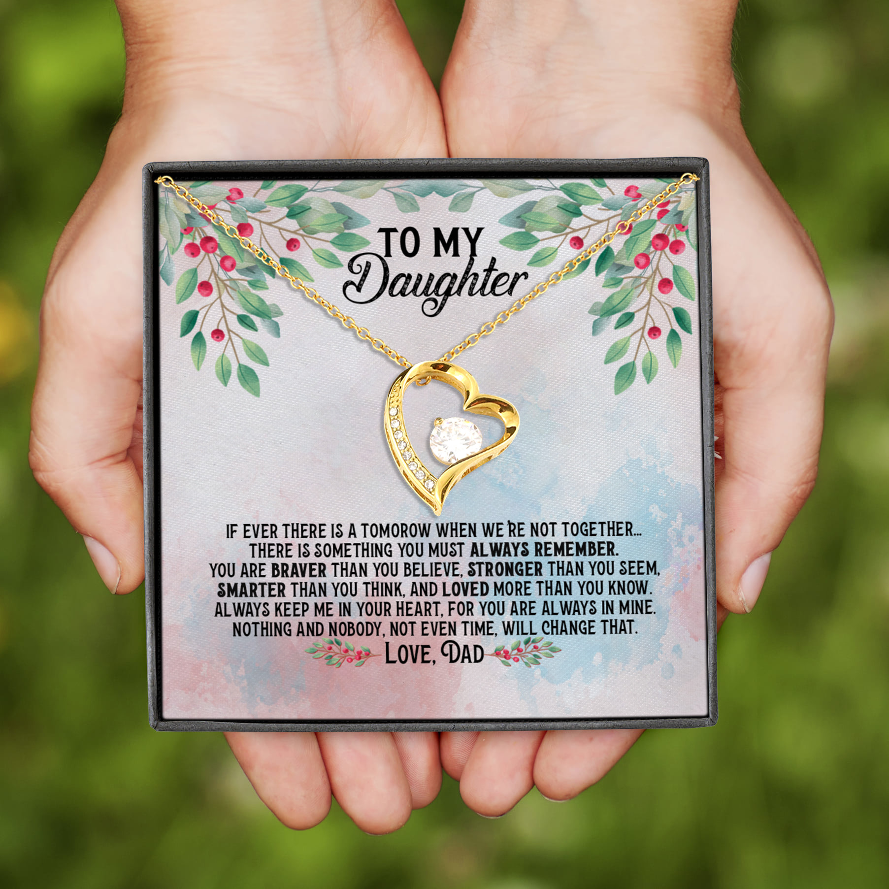 8VT. Dad To My Daughter If Ever There Is Tomorrow Forever Love Necklace (Gold)