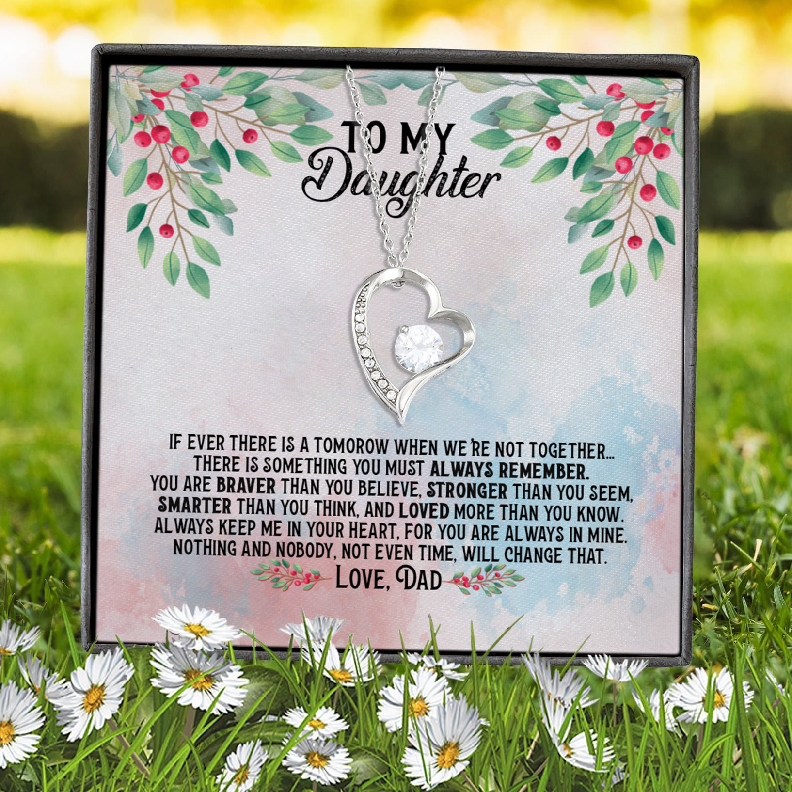 8VT. Dad To My Daughter If Ever There Is Tomorrow Forever Love Necklace (Silver) 7
