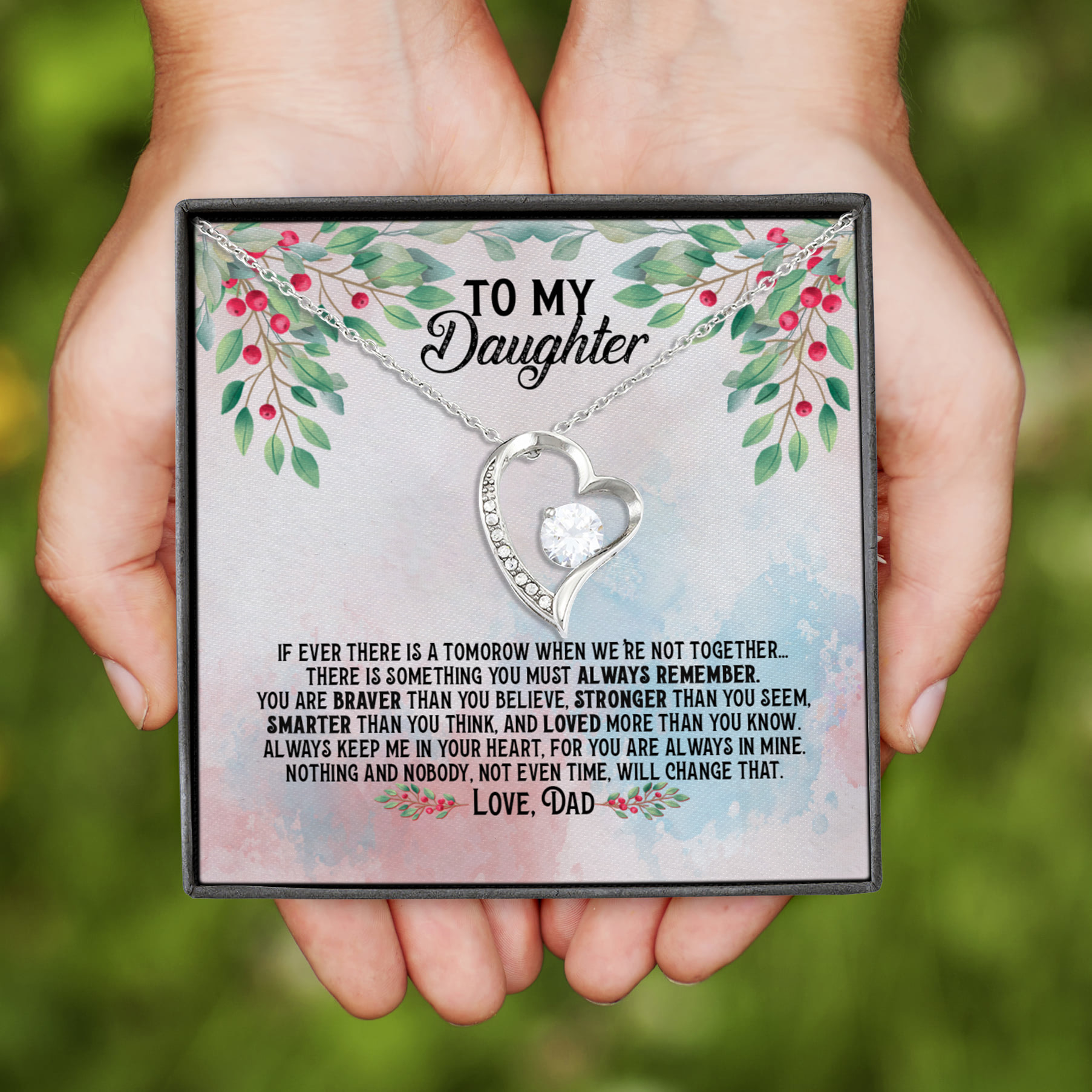 8VT. Dad To My Daughter If Ever There Is Tomorrow Forever Love Necklace (Silver)