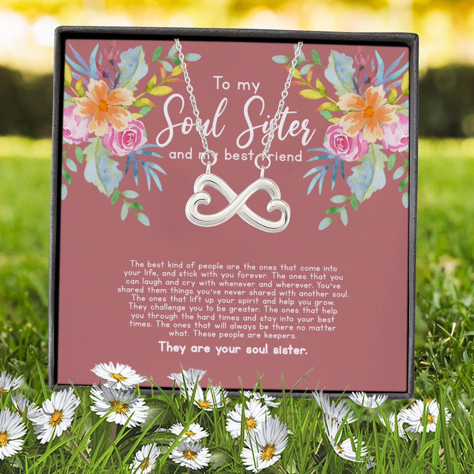 6VT. To My Soul Sister And Best Friend Infinity Heart Necklace (Silver) 7