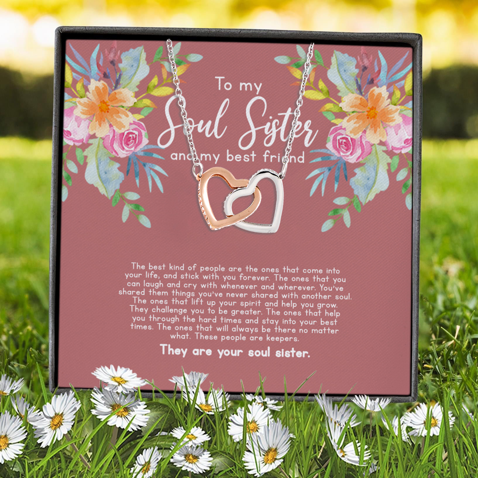 6VT. To My Soul Sister And Best Friend Interlocking Hearts Necklace 7