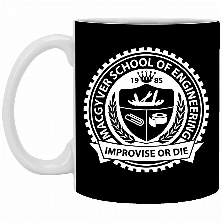 Macgyver School of Engineering, Black, 11 oz. White Mug