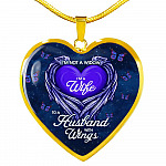 I'm Not a Widow I'm a Wife to A Husband With Wings Memorial Gifts for Loss of Husband Heart Pendant Necklace - Heart Luxury Necklace (Gold Plated)