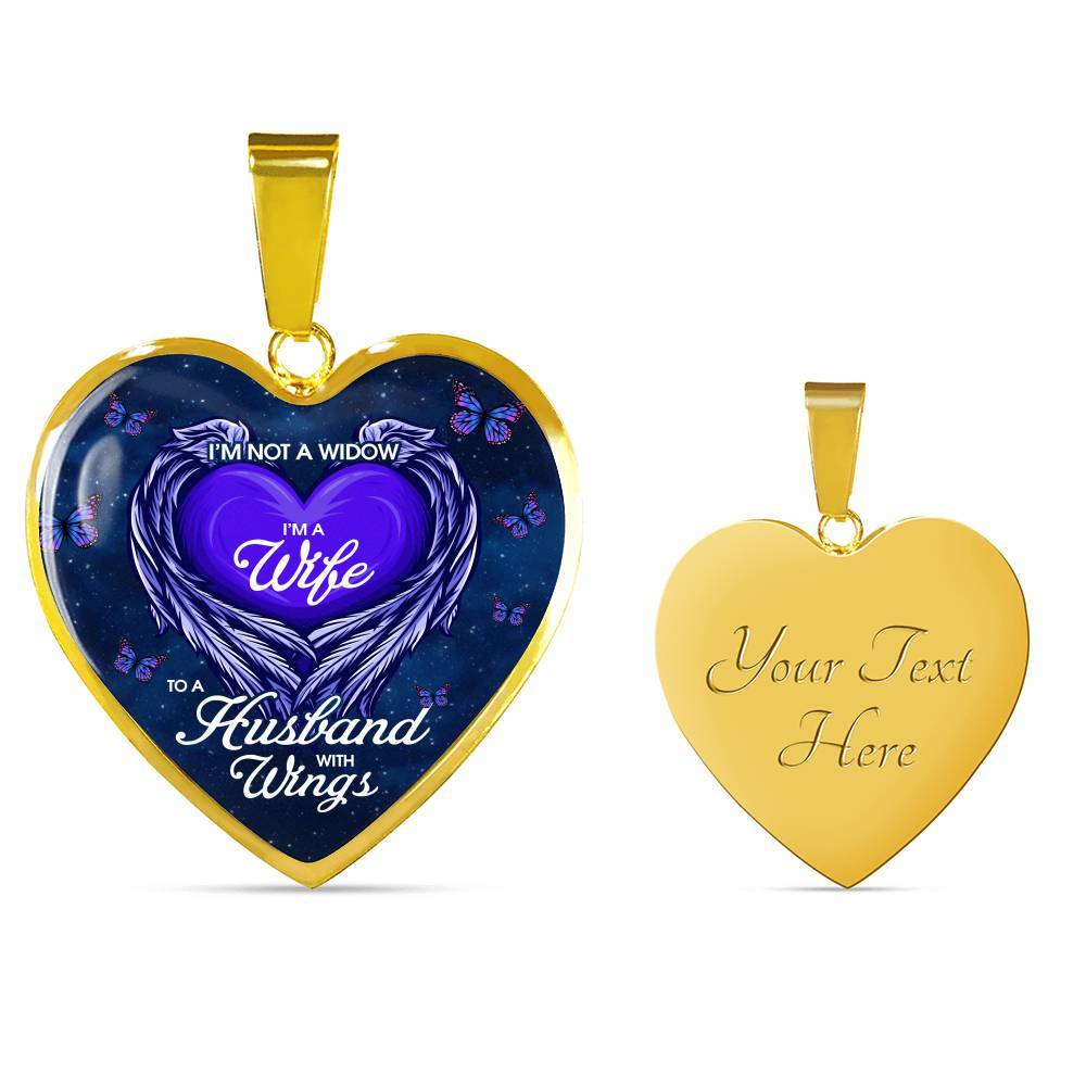 I'm Not a Widow I'm a Wife to A Husband With Wings Memorial Gifts for Loss of Husband Heart Pendant Necklace - Heart Luxury Necklace (Gold Plated) I'm Not a Widow I'm a Wife to A Husband With Wings Memorial Gifts for Loss of Husband Heart Pendant Necklace - Heart Luxury Necklace (Gold Plated)