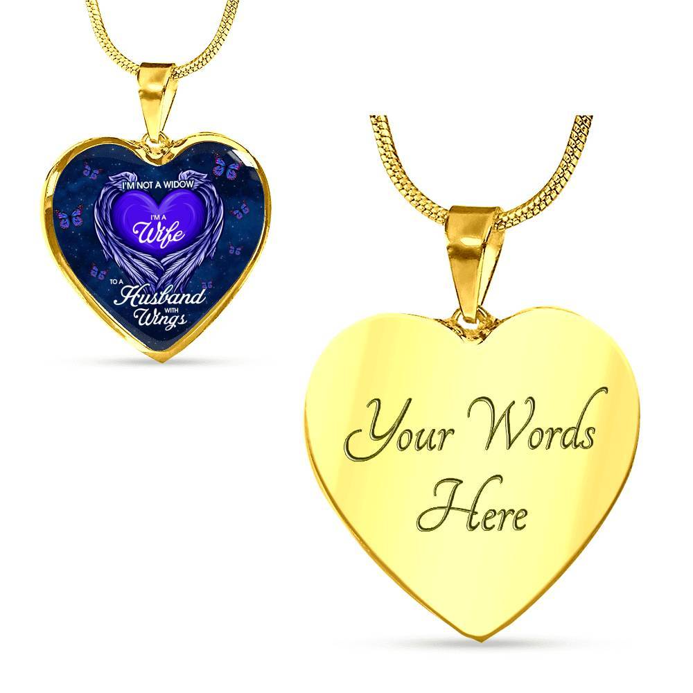 I'm Not a Widow I'm a Wife to A Husband With Wings Memorial Gifts for Loss of Husband Heart Pendant Necklace - Heart Luxury Necklace (Gold Plated) I'm Not a Widow I'm a Wife to A Husband With Wings Memorial Gifts for Loss of Husband Heart Pendant Necklace - Heart Luxury Necklace (Gold Plated)