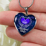 I'm Not a Widow I'm a Wife to A Husband With Wings Memorial Gifts for Loss of Husband Heart Pendant Necklace - Heart Luxury Necklace (Silver)