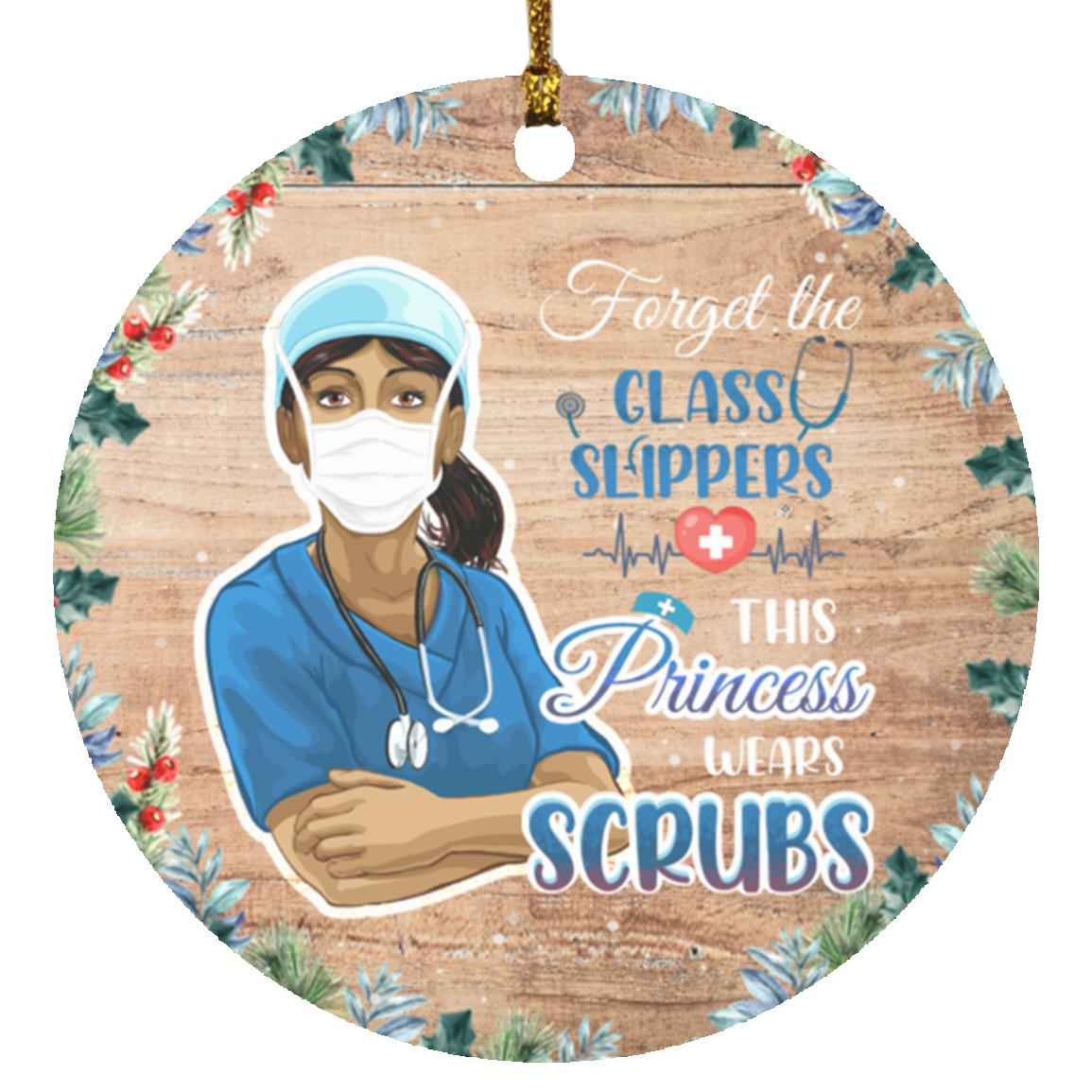 Forget Glass Slippers This Princess, White, Circle Ornament