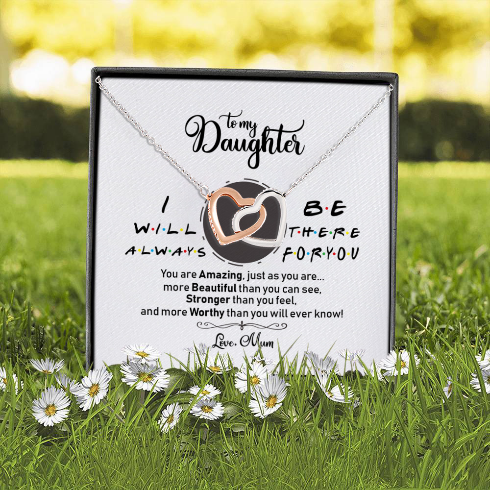 8O. To My Daugter Friends Interlocking Hearts Necklace 2