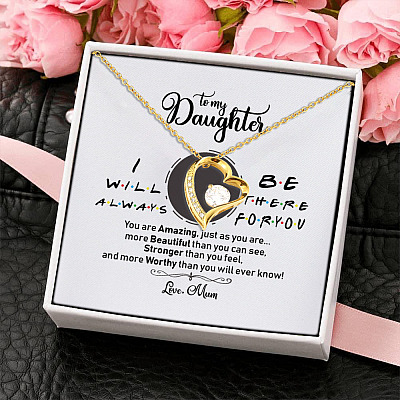 Mom To My Daughter I Will Always Be There For You Heartfelt Card Jewelry Gift Forever Love Pendant Necklace
