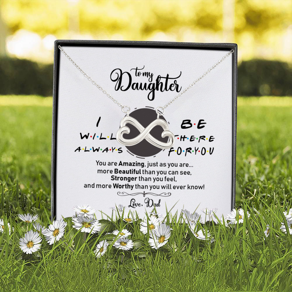 8O. To My Daugter Friends_dad Infinity Heart Necklace (Silver) 2