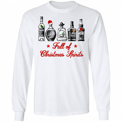 Full Of Christmas Spirits Hoodie, White, Long Sleeve