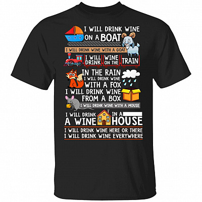 I Will Drink Wine On A Boat, Black, Unisex T-Shirt