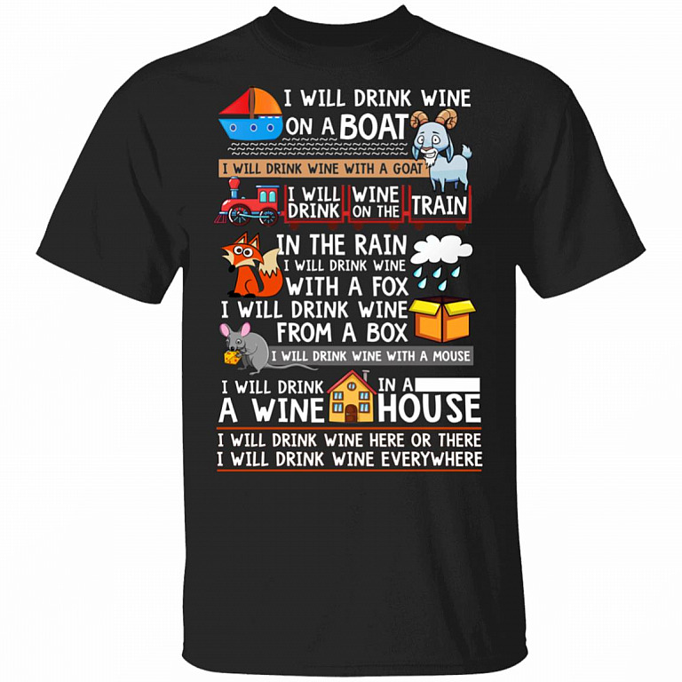 I Will Drink Wine On A Boat, Black, Unisex T-Shirt