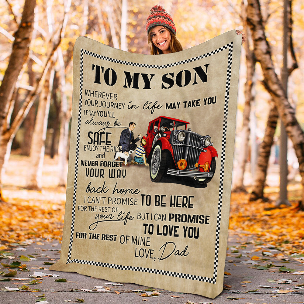 13 HG_ To My Son Vintage Car_blanket mk