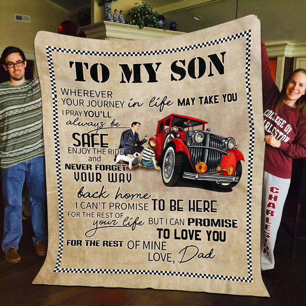 13 HG_ To My Son Vintage Car_blanket mk 1