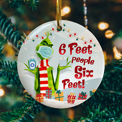 Six Feet Too Peopley Wear A Mask 2020 Decorative Christmas Ornament - Holiday Flat Circle Ornament