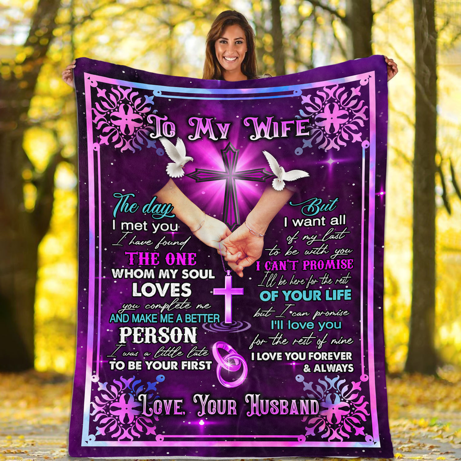 3VT. To My Wife The Day Met You Jesus blanket mockup