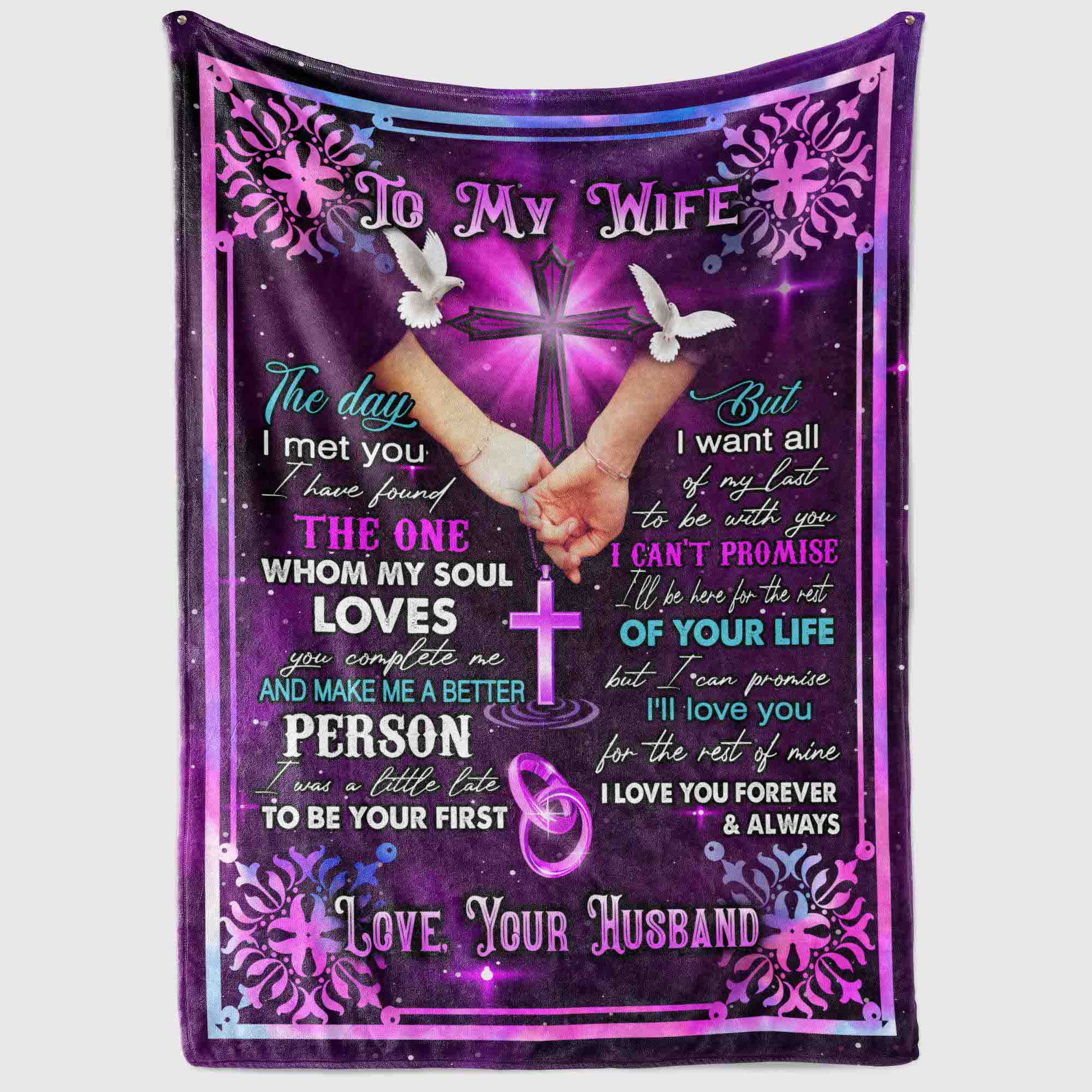 3VT. To My Wife The Day Met You Jesus blanket mockup2