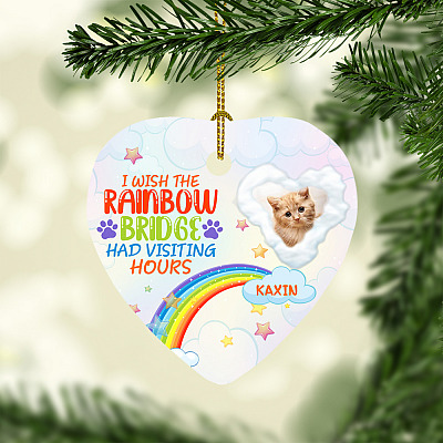 Alternative view of Custom Image Pets Memorial Ornament - I Wish The Rainbow Bridge Had Visiting Hours Holiday Custom Photo Gift
