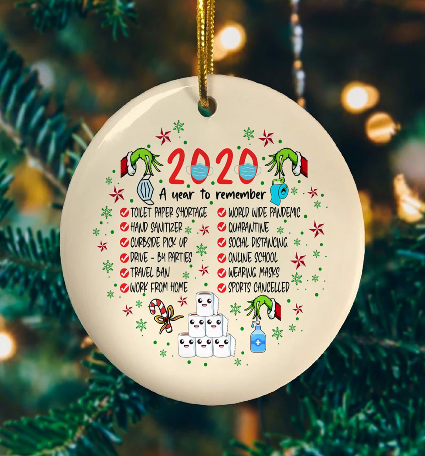 2020 A Year To Remember Grinch Hand Ornament MK