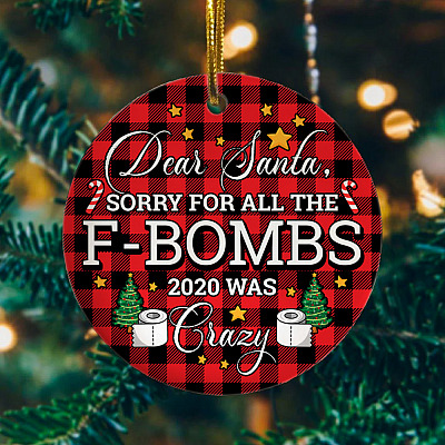 Dear Santa Sorry For All The F-Bombs 2020 Was Crazy Funny Quarantine Christmas Pandemic 2020 Circle Ornament