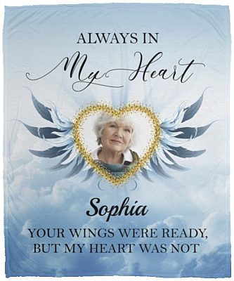 Always In My Heart Personalized Photo Blanket, White, Cozy Plush Fleece Blanket - 50x60