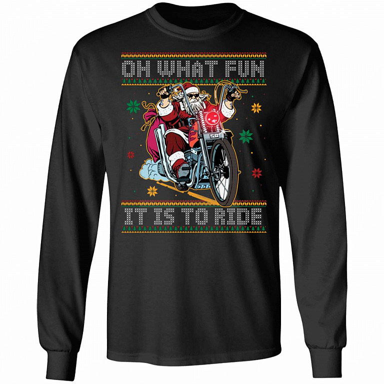 Oh What Fun It Is To Ride Hoodie, Black, Long Sleeve