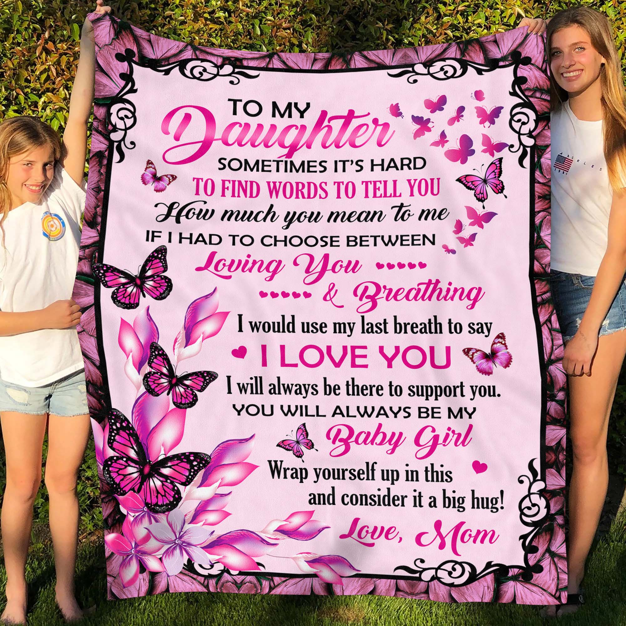 10vt. to my daughter sometimes butterfly blanket mockup