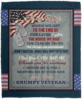 Veteran To My Wife When We Get, White, Cozy Plush Fleece Blanket - 50x60