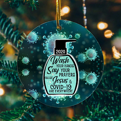 2020 Hand Sanitizer Decorative Christmas Ornament - Holiday Flat Circle Ornament - Holiday Decoration Gift