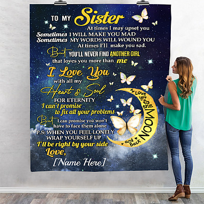 Alternative view of Personalized Gifts to My Sister at Times I May Upset You Fleece Blanket - Mink Sherpa Blanket - Woven Blanket