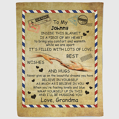 Alternative view of Personalized to My Grandson Inside This Blanket Fleece Blanket - Mink Sherpa Blanket - Woven Blanket