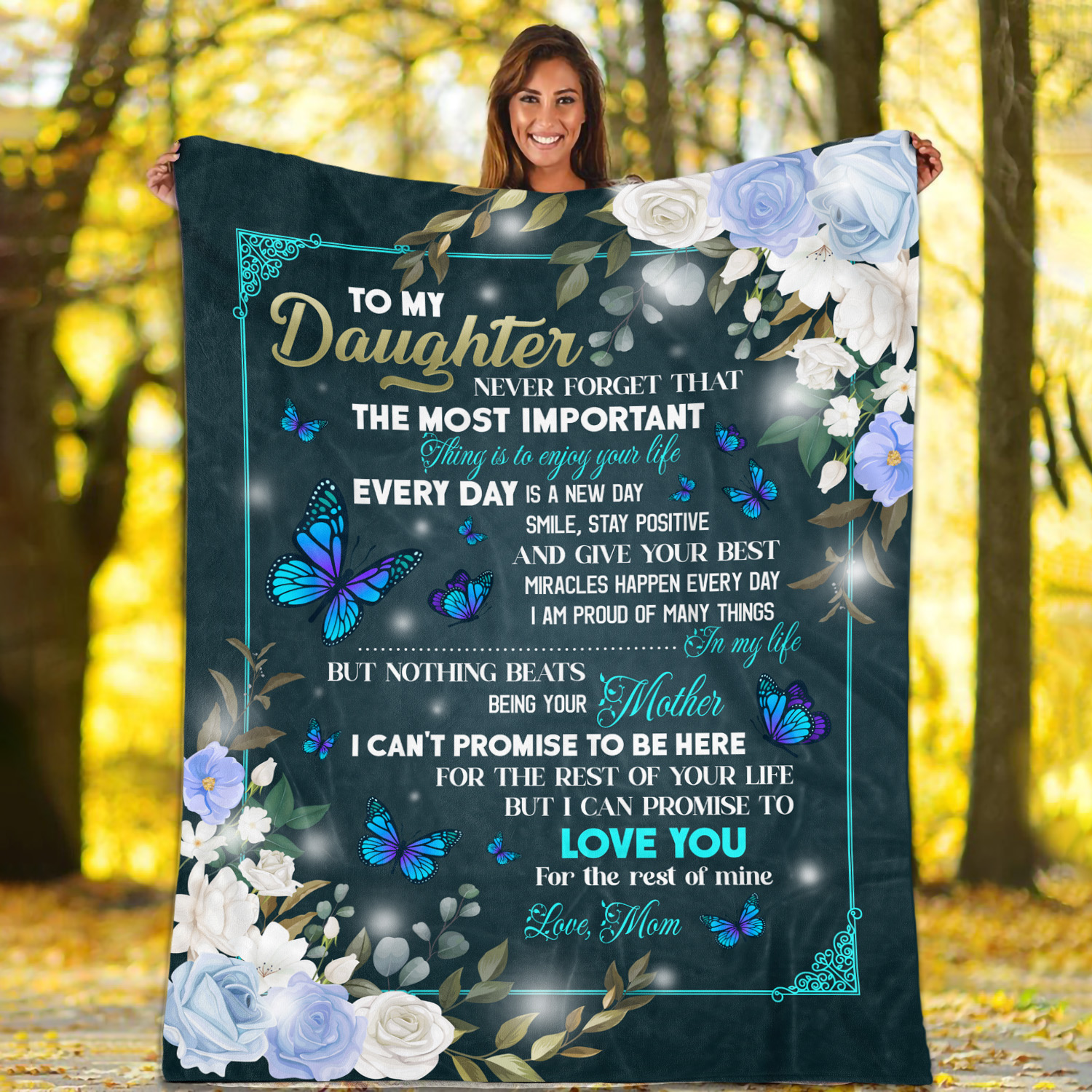 5O. To My Daughter Butterfly (8) Blanket Mockup 1